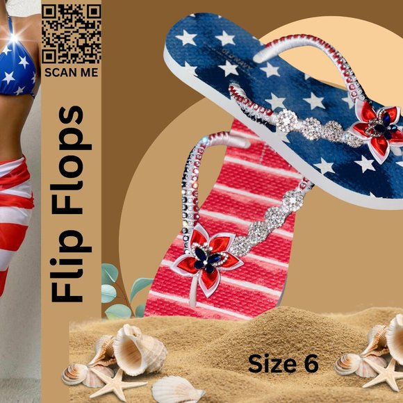 Flip Flops, Women Sandals, Girls Sandals, Ladies Shoes, Independence Day, Sz6 - Picture 15 of 15